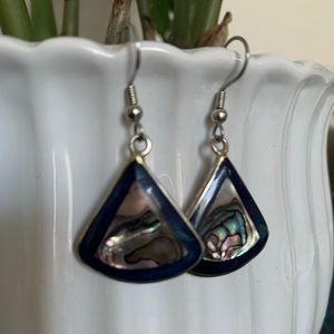 Vintage Alpaca Earrings w/Abalone Inlay